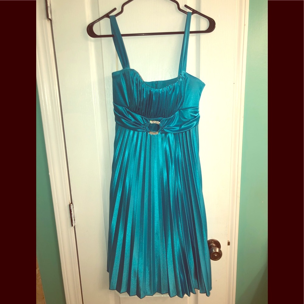 Turquoise/teal silky dress
